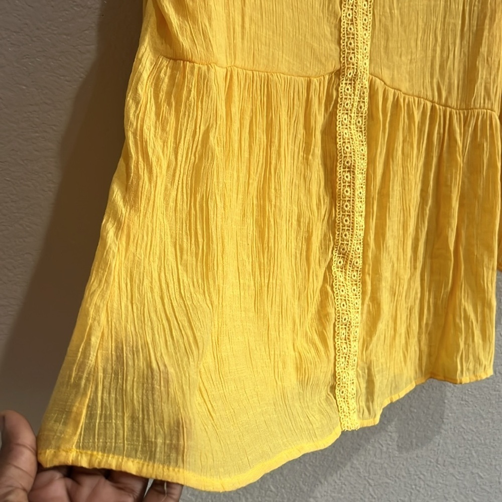 Counterparts Women's Yellow Relaxed Mandarin Collar Blouse Long Sleeve Sz XL - Picture 6 of 8